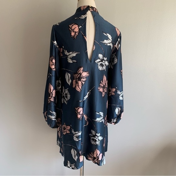 Amanda Uprichard Isla mini choker dress 100% silk blue floral size small - Picture 3 of 8